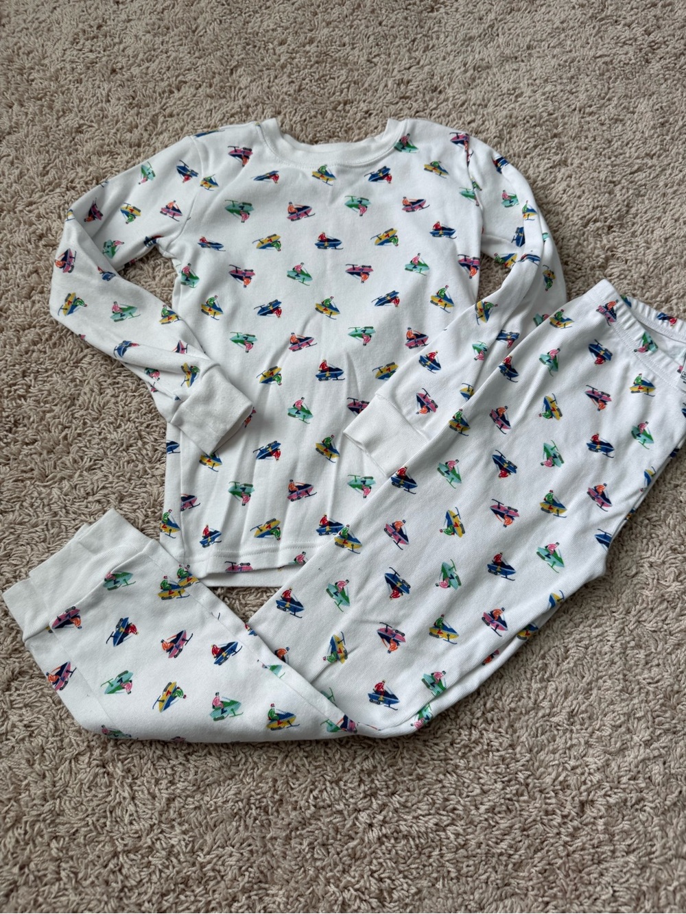 Janie and Jack White Pajama Set with Colorful Surfboard Motif
